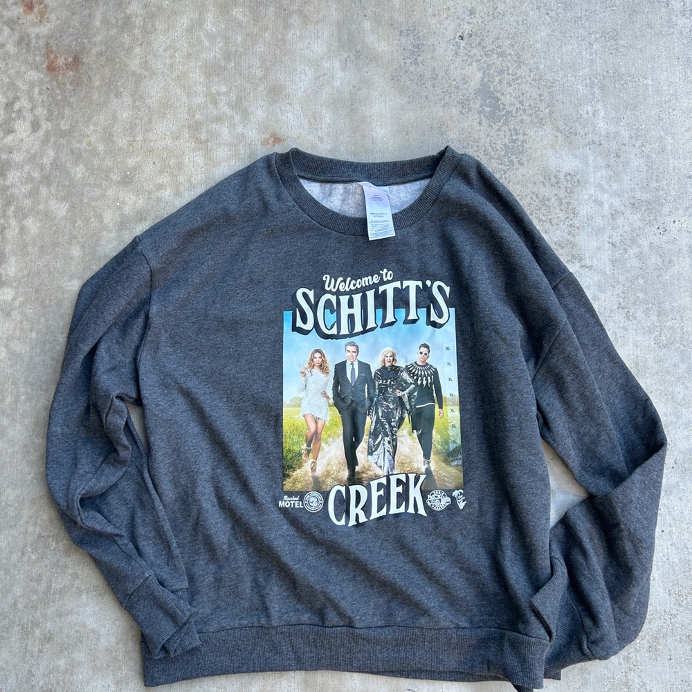 Schitts creek crew neck sweatshirt charcoal gray size XL